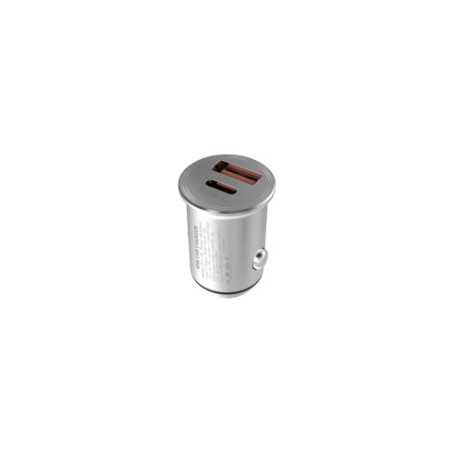 CARICATORE DA AUTO PER SMARTPHONE ONYX CC1-45 2 PORTE 45W ARGENTO