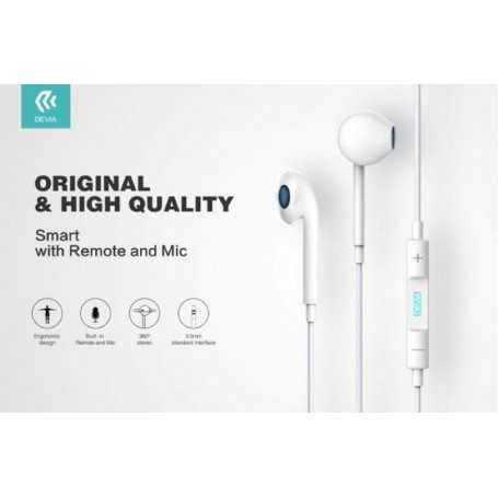 Auricolari Devia Smart con Mic e Controllo 1.2 mt Bianco