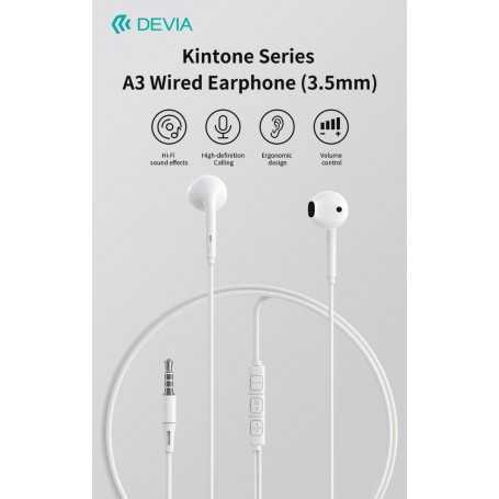 Auricolari Devia Smart A3 con Mic e Controllo 1.2 mt Bianco