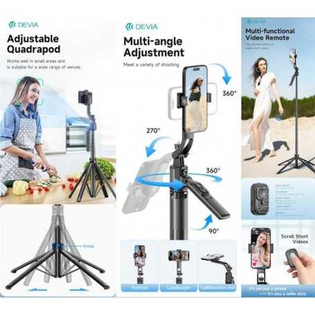 Selfie-Stick con tracciamento del viso Al + supporto per streaming + Telecomando