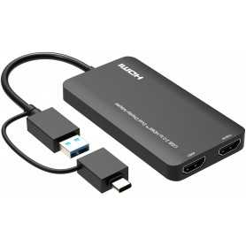 USB 3.0 (USB-A or USB-C) to Dual HDMI Video Graphics Adapter 