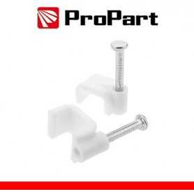 Clip con chiodini con fermacavo piatto 5mm bianco 100pz