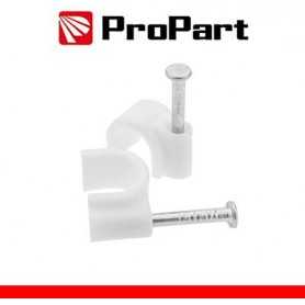 Clip con chiodini con fermacavo tondo 7mm bianco 100pz