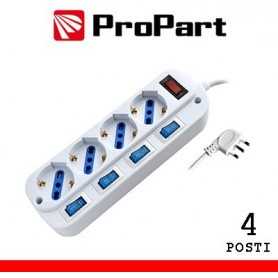 Multipresa 4pos bipasso/schuko spina16A +interr. multipli