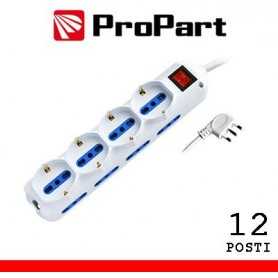 Multipresa 12pos bipasso + bipasso/schuko spina16A +interr.