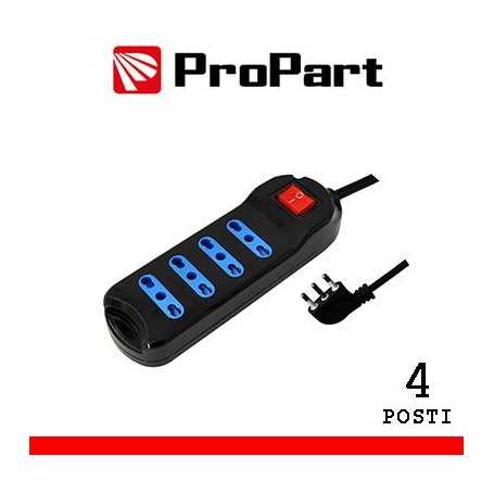 Multipresa 4pos bipasso spina16A +interr. nera