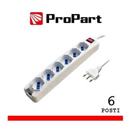 Multipresa 6pos bipasso/schuko spina16A +interr.