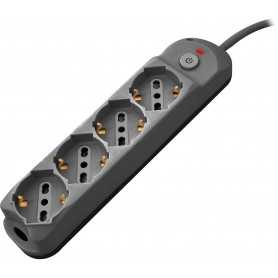 Multipresa 4pos bipasso/schuko + interrutt nuovo modello nera spina 16A