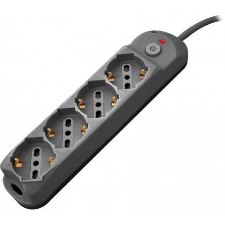 Multipresa 4pos bipasso/schuko + interrutt nuovo modello nera spina 16A