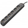 Multipresa 6pos bipasso/schuko + interrutt nuovo modello nera Spina 16A