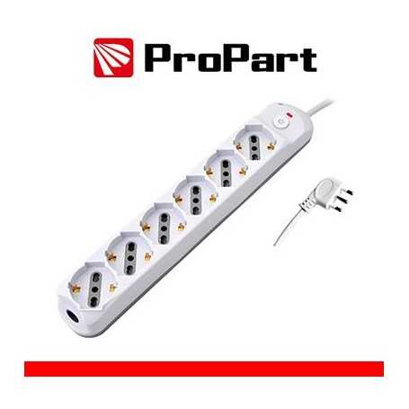 Multipresa 6pos bipasso/schuko + interrutt nuovo modello Spina 16A