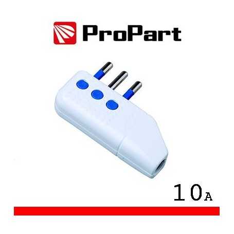Spina 10A 2P+T uscita cavo 90° polybag