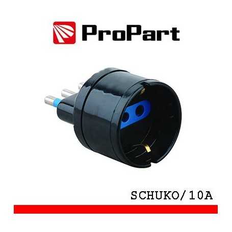 Adattatore schuko spina10A nero