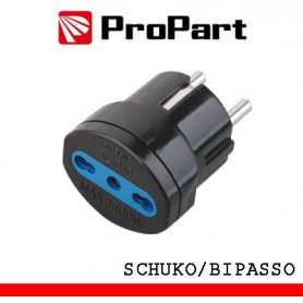 Adattatore bipasso spina schuko nero polybag