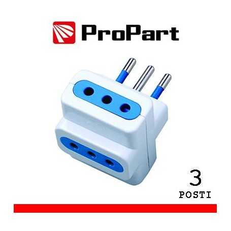 Adattatore triplo 3pos 10A spina10A polybag