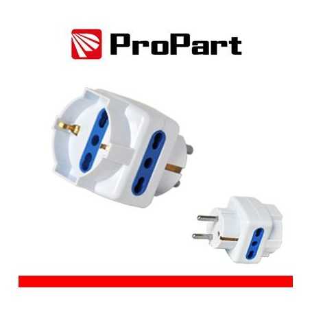 Adattatore triplo 3pos bipasso/schuko spina Schuko