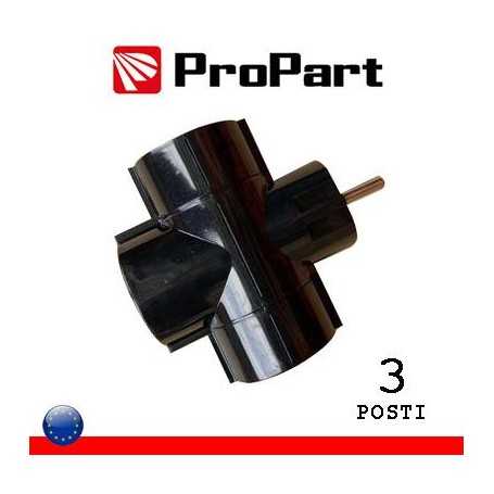 Adattatore triplo 3 pos Schuko spina Schuko 16A nero polybag