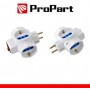 Adattatore 3 prese 2P+T 10/16A bipasso/Schuko con interrutt. Spina Schuko